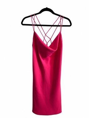 NWOT Jay Godfrey Hot Pink Silky Satin-Look Strappy Dress Size 8